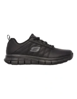 Skechers Work Relaxed Fit Sure Track Erath Leather Shoes In Black