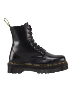 Dr. Martens Jadon 8 Eye Polished Smooth Black Leather Platform Boot