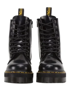 Dr. Martens Jadon 8 Eye Polished Smooth Black Leather Platform Boot -Dune London Shoes Shop 650647540 3 720x928