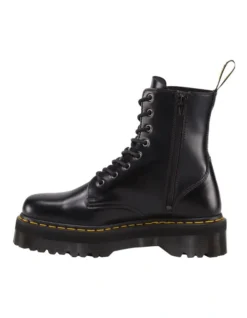 Dr. Martens Jadon 8 Eye Polished Smooth Black Leather Platform Boot -Dune London Shoes Shop 650647540 4 720x928