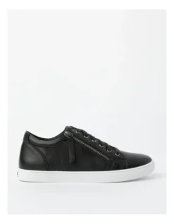 Zia Black Leather Zip Up Sneaker