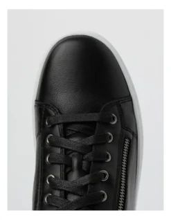 Zia Black Leather Zip Up Sneaker -Dune London Shoes Shop 774902260 3 2 720x928