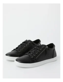 Zia Black Leather Zip Up Sneaker -Dune London Shoes Shop 774902260 4 2 720x928
