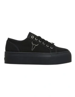 Windsor Smith Ruby Black Lace-Up Heeled Sneaker