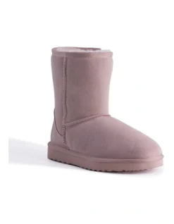 Mid Calf Zip-Up Sheepskin Boot Pale Pink