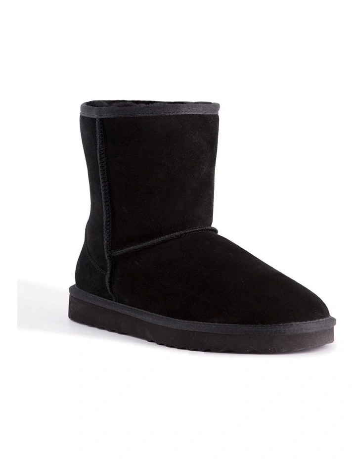 Mid Calf Zip-Up Sheepskin Boot Black 1 Mid Calf Zip-Up Sheepskin Boot Black