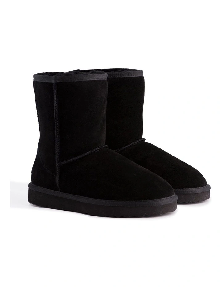 Mid Calf Zip-Up Sheepskin Boot Black 2 Mid Calf Zip-Up Sheepskin Boot Black - Image 2