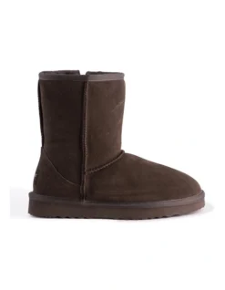 Mid Calf Zip-Up Sheepskin Boot Chocolate -Dune London Shoes Shop 837291610 7 720x928