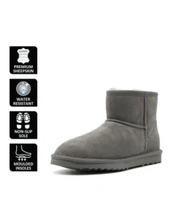 Short Sheepskin Ankle Boot Grey -Dune London Shoes Shop 837291790 6 720x928