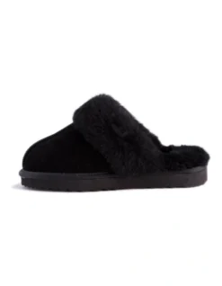 Unisex Sheepskin Wool Sydney Slippers Black -Dune London Shoes Shop 837292150 4 720x928