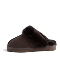 Unisex Sheepskin Wool Sydney Slippers Chocolate -Dune London Shoes Shop 837292240 4 720x928