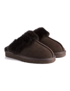 Unisex Sheepskin Wool Sydney Slippers Chocolate -Dune London Shoes Shop 837292240 6 720x928
