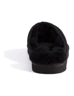 Unisex Sheepskin Wool Slippers Black -Dune London Shoes Shop 837292420 3 720x928
