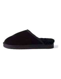 Unisex Sheepskin Wool Slippers Black -Dune London Shoes Shop 837292420 4 720x928