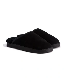 Unisex Sheepskin Wool Slippers Black -Dune London Shoes Shop 837292420 6 720x928