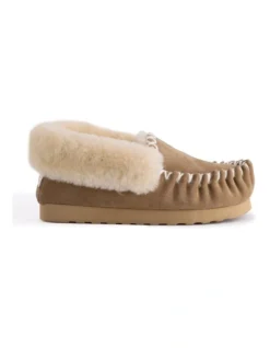 Hand Stitched Womens Sheepskin Moccasin Chestnut/Tan -Dune London Shoes Shop 837292600 3 720x928