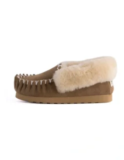 Hand Stitched Womens Sheepskin Moccasin Chestnut/Tan -Dune London Shoes Shop 837292600 5 720x928