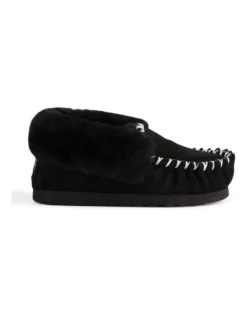 Hand Stitched Womens Sheepskin Moccasin Black -Dune London Shoes Shop 837292690 3 720x928
