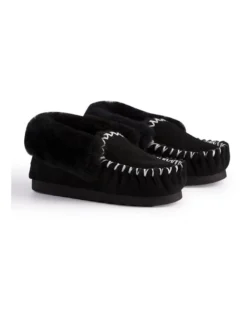 Hand Stitched Womens Sheepskin Moccasin Black -Dune London Shoes Shop 837292690 7 720x928
