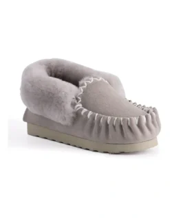 Hand Stitched Womens Sheepskin Moccasin Light Grey