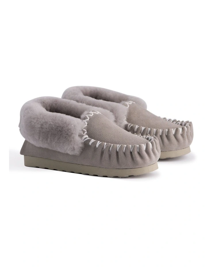 Hand Stitched Womens Sheepskin Moccasin Light Grey 7 Hand Stitched Womens Sheepskin Moccasin Light Grey - Image 7