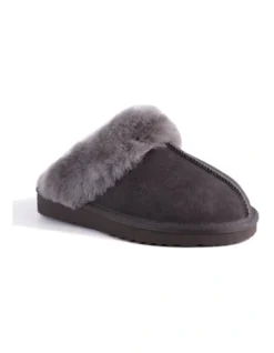 Unisex Sheepskin Wool Sydney Slippers Dark Grey