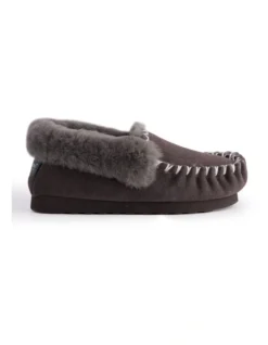 Hand Stitched Womens Sheepskin Moccasin Dark Grey -Dune London Shoes Shop 837293950 3 720x928