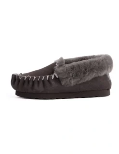 Hand Stitched Womens Sheepskin Moccasin Dark Grey -Dune London Shoes Shop 837293950 5 720x928