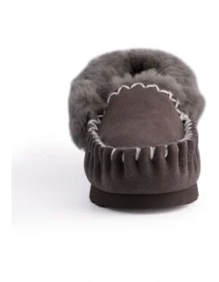 Hand Stitched Womens Sheepskin Moccasin Dark Grey -Dune London Shoes Shop 837293950 6 720x928