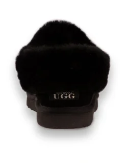 AUS WOOLI UGG UNISEX SHEEPSKIN WOOL TRADITIONAL ANKLE SLIPPERS Black -Dune London Shoes Shop 851402170 3 720x928