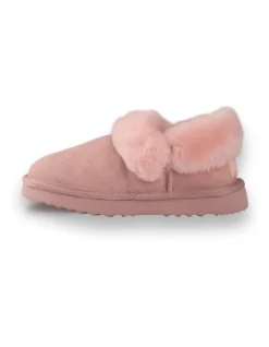 AUS WOOLI UGG UNISEX SHEEPSKIN WOOL TRADITIONAL ANKLE SLIPPERS Pale Pink -Dune London Shoes Shop 851402440 4 720x928