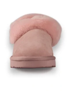 AUS WOOLI UGG UNISEX SHEEPSKIN WOOL TRADITIONAL ANKLE SLIPPERS Pale Pink -Dune London Shoes Shop 851402440 5 720x928