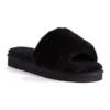 AUS WOOLI UGG WOMEN SHEEPSKIN FLUFF SLIDE Black