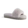 AUS WOOLI UGG WOMEN SHEEPSKIN FLUFF SLIDE Light Grey
