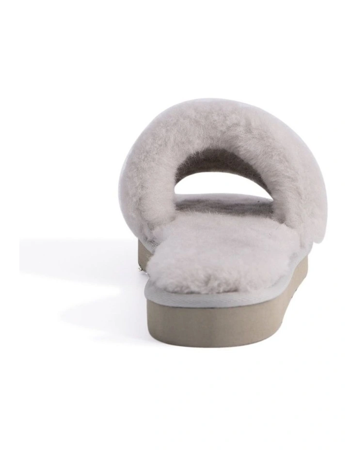 AUS WOOLI UGG WOMEN SHEEPSKIN FLUFF SLIDE Light Grey 3 AUS WOOLI UGG WOMEN SHEEPSKIN FLUFF SLIDE Light Grey - Image 3