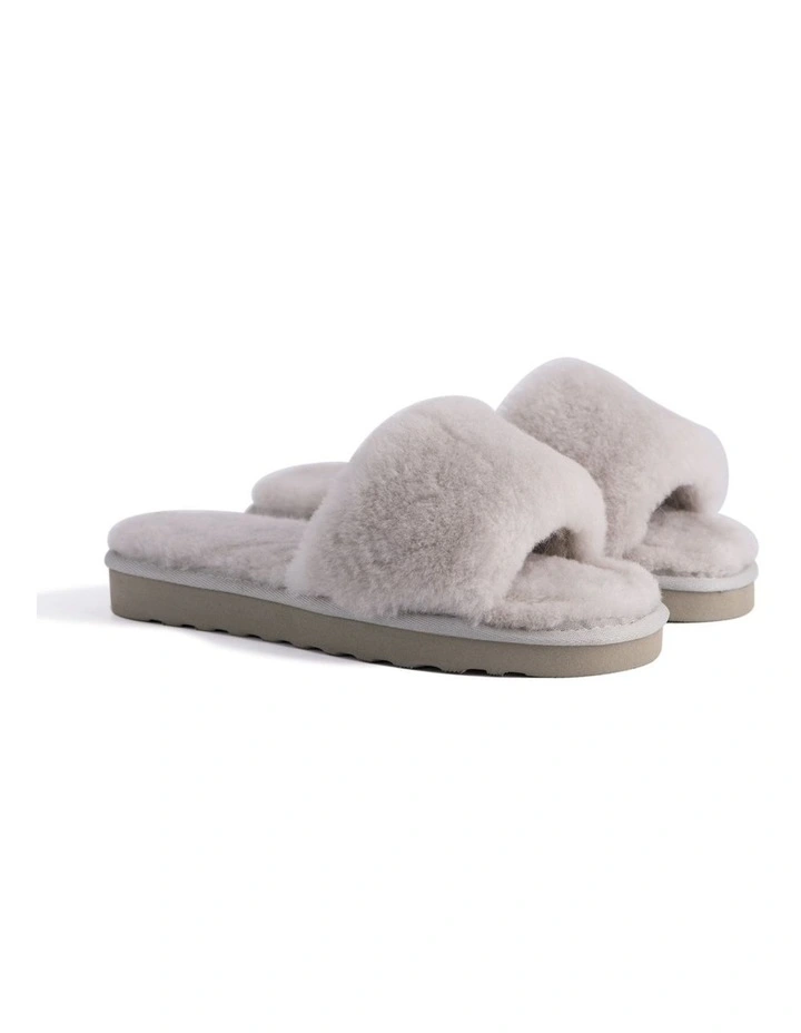 AUS WOOLI UGG WOMEN SHEEPSKIN FLUFF SLIDE Light Grey 6 AUS WOOLI UGG WOMEN SHEEPSKIN FLUFF SLIDE Light Grey - Image 6