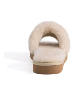 AUS WOOLI UGG WOMEN SHEEPSKIN FLUFF SLIDE Chestnut/Tan -Dune London Shoes Shop 851402800 3 720x928