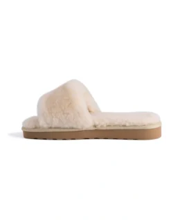 AUS WOOLI UGG WOMEN SHEEPSKIN FLUFF SLIDE Chestnut/Tan -Dune London Shoes Shop 851402800 4 720x928