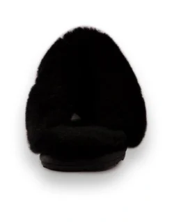 AUS WOOLI UGG UNISEX SHEEPSKIN WOOL SHELLEY Slippers Black -Dune London Shoes Shop 851402890 3 720x928