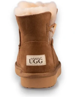 AUS WOOLI UGG SHORT SHEEPSKIN BUTTON BOOT Chestnut/Tan -Dune London Shoes Shop 851403250 3 720x928