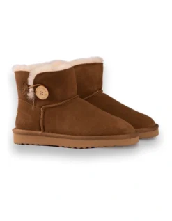 AUS WOOLI UGG SHORT SHEEPSKIN BUTTON BOOT Chestnut/Tan -Dune London Shoes Shop 851403250 6 720x928
