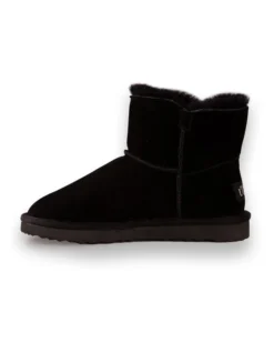 AUS WOOLI UGG SHORT SHEEPSKIN BUTTON BOOT Black -Dune London Shoes Shop 851403340 4 720x928