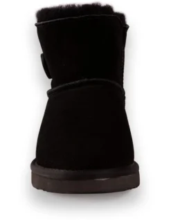 AUS WOOLI UGG SHORT SHEEPSKIN BUTTON BOOT Black -Dune London Shoes Shop 851403340 5 720x928