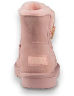 AUS WOOLI UGG SHORT SHEEPSKIN BUTTON BOOT Pale Pink -Dune London Shoes Shop 851403520 3 720x928