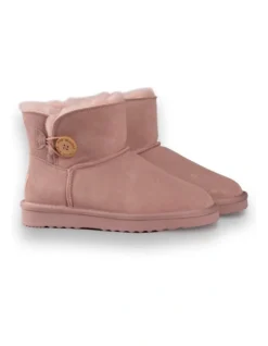 AUS WOOLI UGG SHORT SHEEPSKIN BUTTON BOOT Pale Pink -Dune London Shoes Shop 851403520 6 720x928