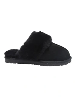Peggy Black Suede Slippers