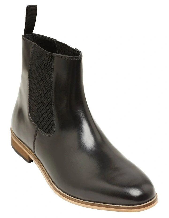 Oxford Boris Black Leather Long Chelsea Boots 4 Oxford Boris Black Leather Long Chelsea Boots - Image 4