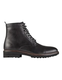 Massimo Black Leather Military Boots