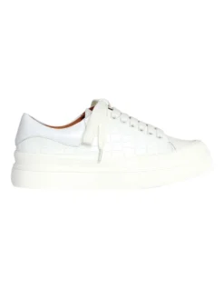 Just A Dream White Croc Leather Sneaker