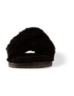 Sheepskin Wool Brighton Black Slippers -Dune London Shoes Shop 920807470 4 720x928